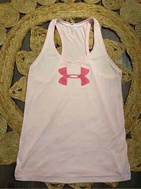 Under Armour Light Pink Racerback Tank with Dark Pink Logo